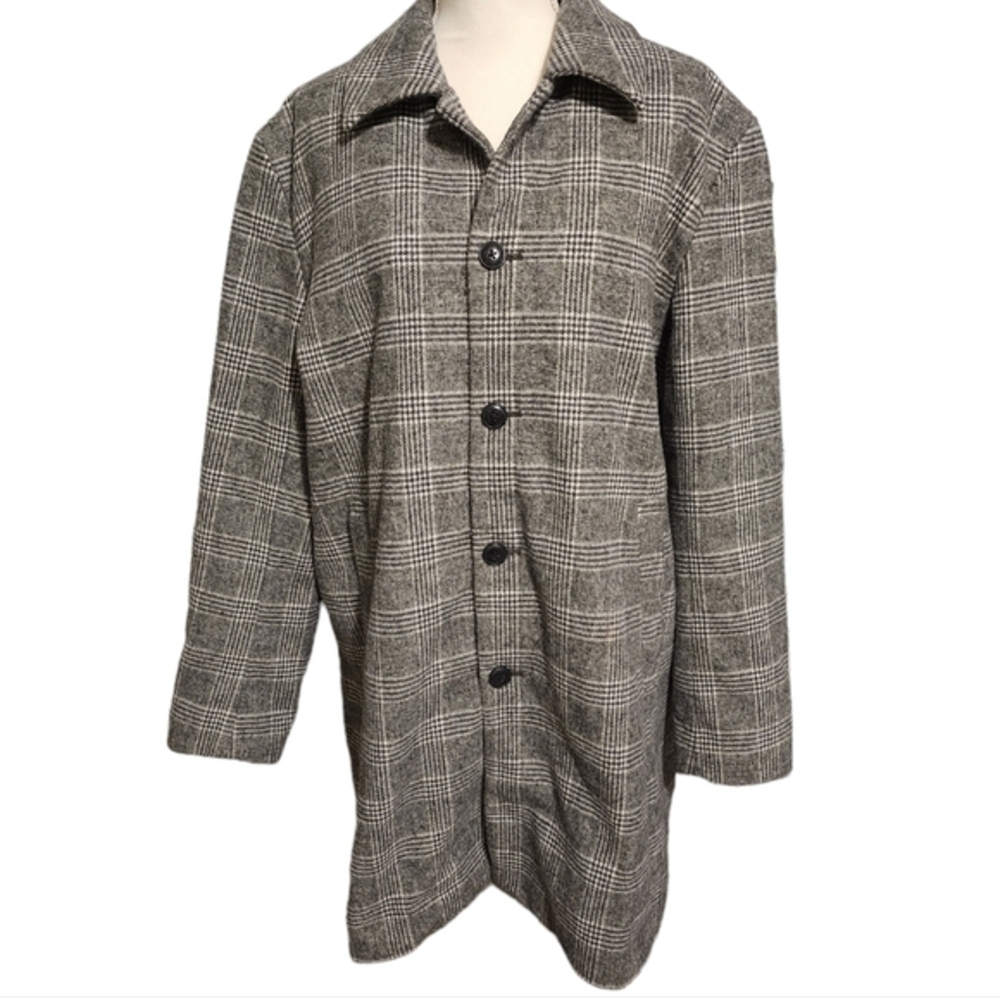 American eagle gray plaid knit long peacoat‎